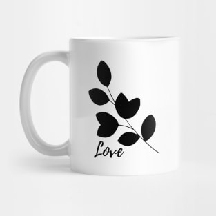 black color leaves love art illustration Mug